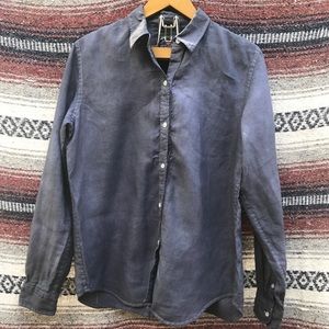 Grey Garment Dyed Linen Shirt: M